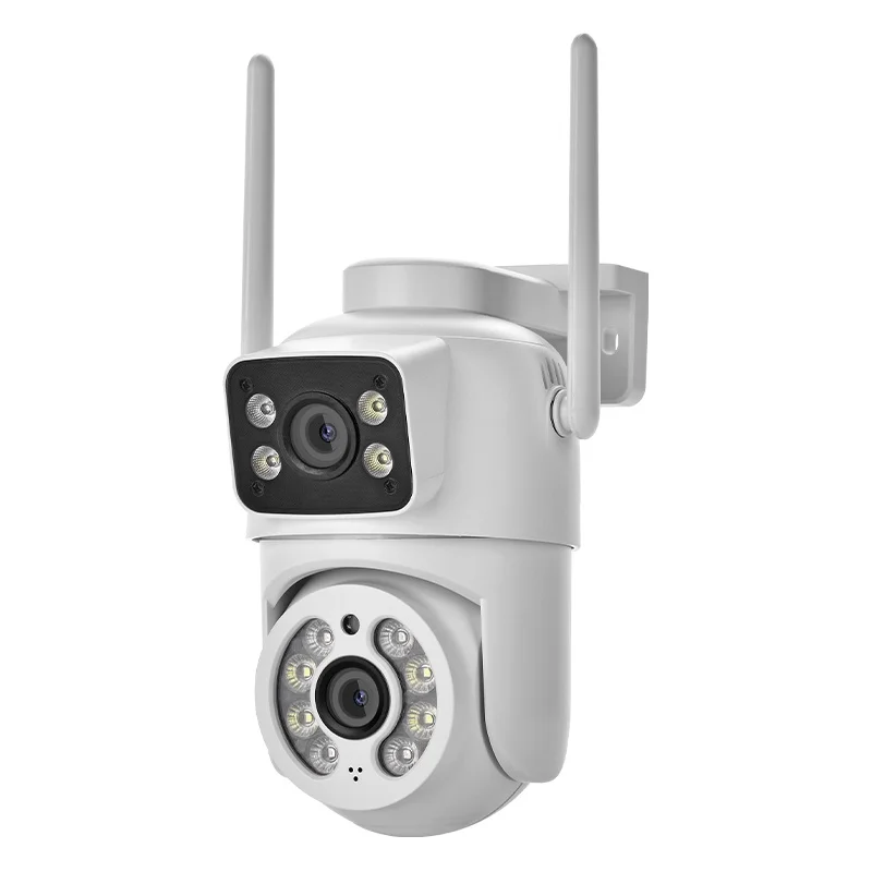 Dual Lens 4MP Security Camera ICSee Outdoor Waterproof 2.4G Wireless Wifi Camera Color Night Vision Two Way Audio