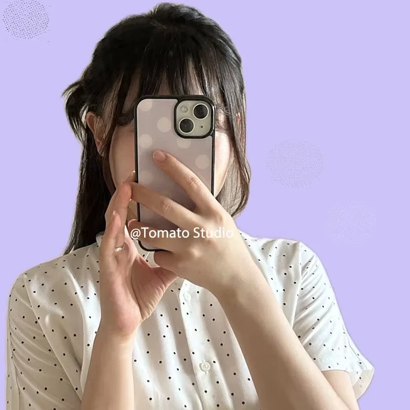 Korean Ins Fashion Purple Polka Dots Drop Glue Phone Case For Samsung Galaxy S23 FE S24 PLUS S25 ULTRA S26 EDGE Hydrogel Cover view 5
