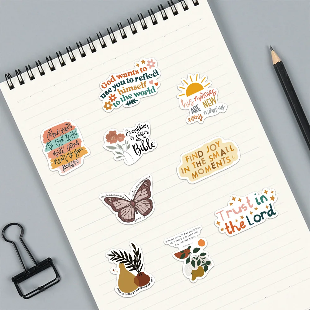 10/30/50PCS Cute Bohemian Jesus Phrase Stickers Inspirational DIY Diary Suitcase Scrapbook Phone Laptop Bike Joke Sticker Gift