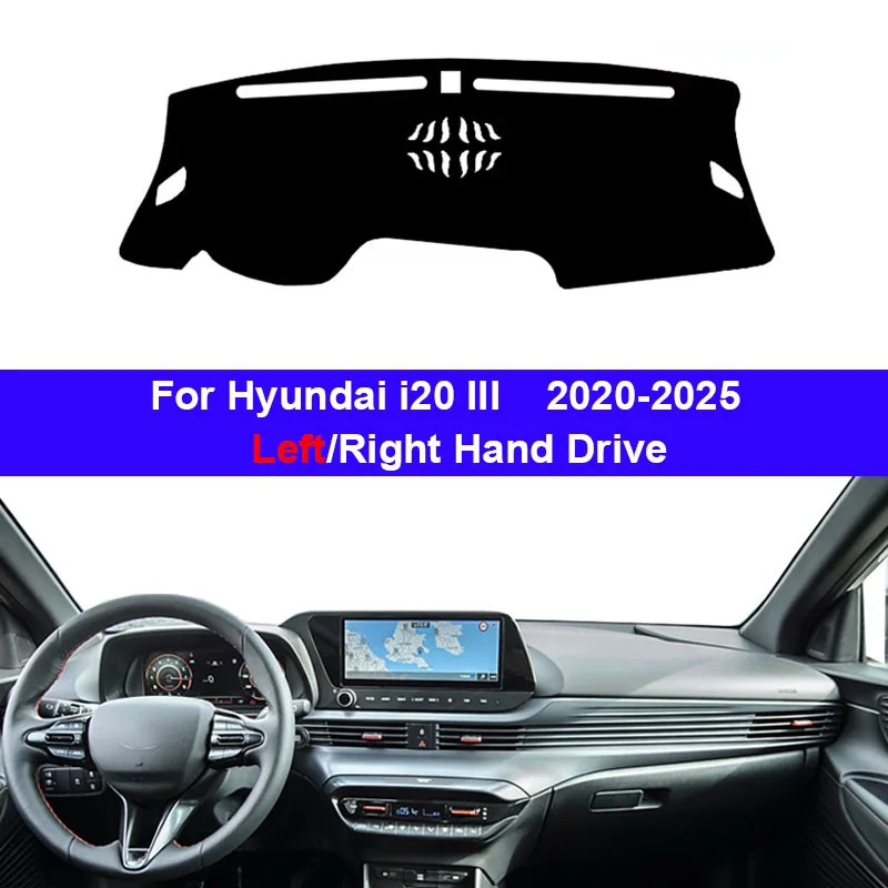 Car Dashboard Cover DashMat for Hyundai I20 III 2020-2024 2025 Avoid Light Pad Accessories Anti-UV Case Carpet Car Accessories