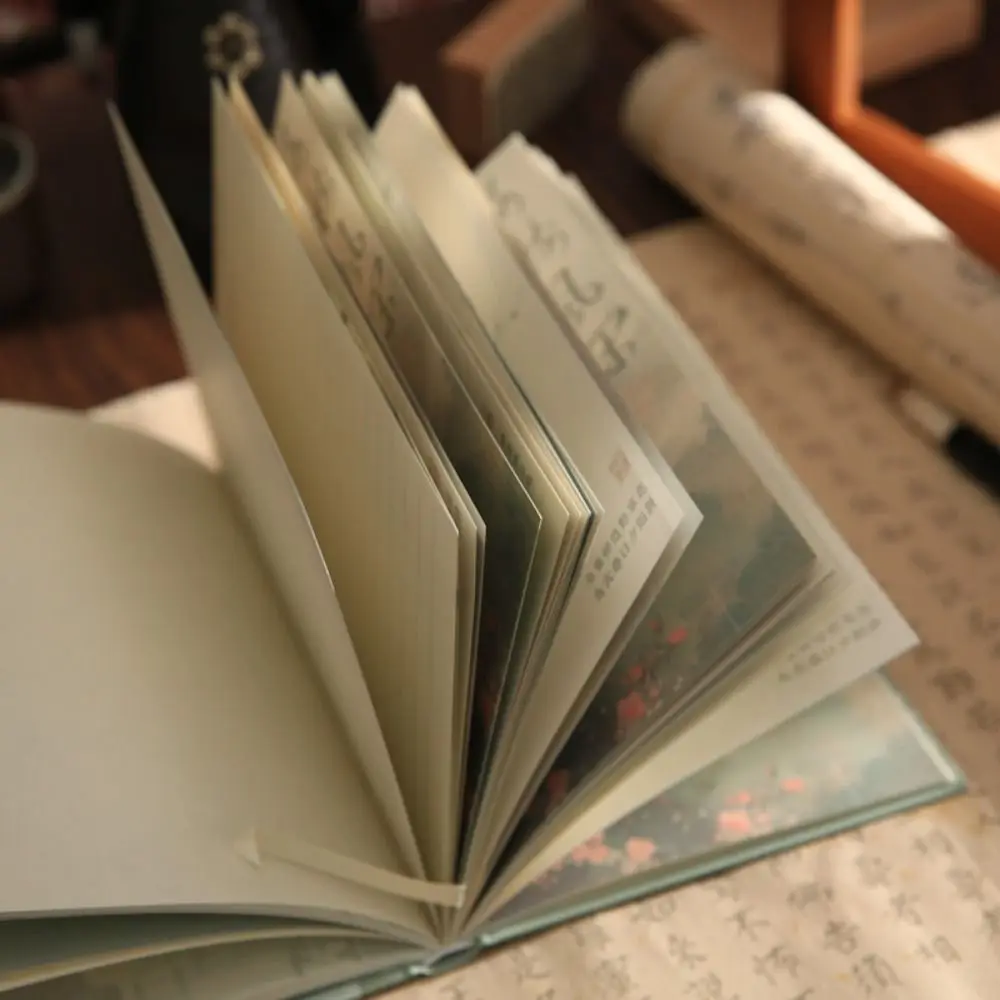 Capa dura Student Diary Notebook, Beautiful Notepad, Design clássico, Ilustração, Poesia Landscape, Página Colorida