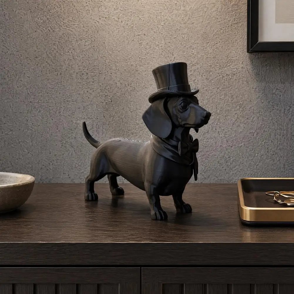 Retro-Dachshund-Figur, 3D-gedruckte Dackel-Skulptur, elegante Hunde-Skulptur, Desktop-Ornament, massiv mattiert für Zuhause