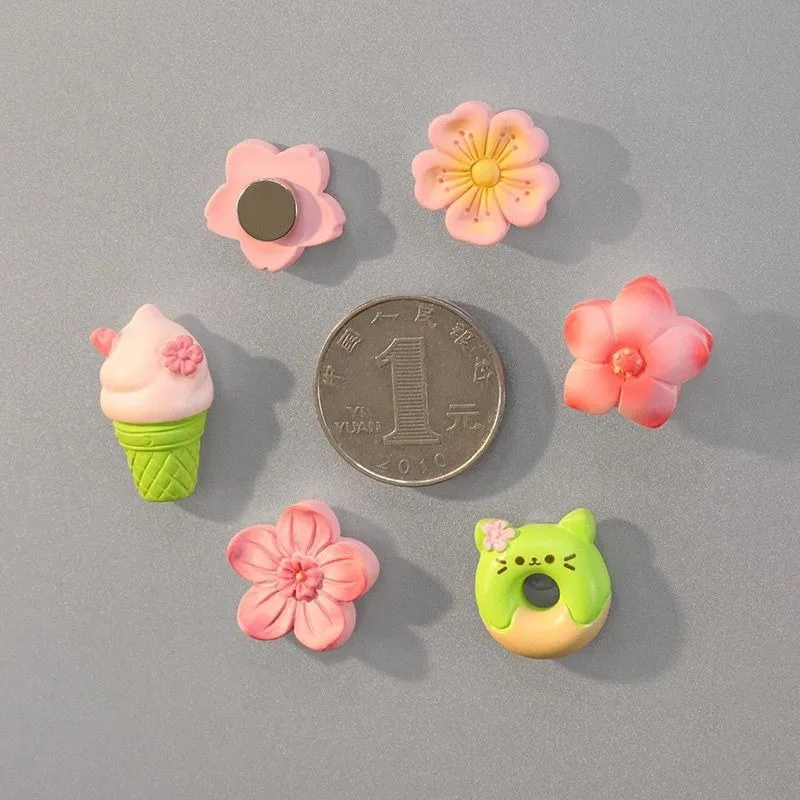 11pcs Pink Cherry Blossom Shaped Fridge Magnets, Fridge Decals, Suitable for Kitchen Office Whiteboard, Kitchen Decor
