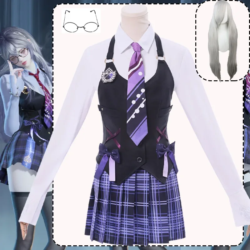 CosplayGame Naraka Bladepoint Tarka Ji Cosplay Costume JK School Uniform Skirt Wig Suit Glasses Full Set Halloween Party Play Ou