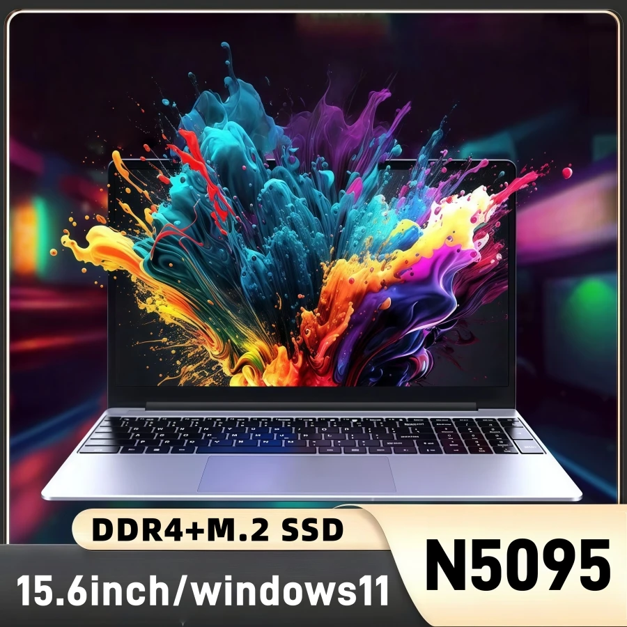 أجهزة كمبيوتر محمولة للألعاب IPS Intel N5095 مقاس 15.6 بوصة كمبيوتر محمول محمول 16 جيجابايت و32 جيجابايت DDR4 512 جيجابايت/1 تيرا بايت SSD Windows11 صفقات لوحة المفاتيح بإضاءة خلفية