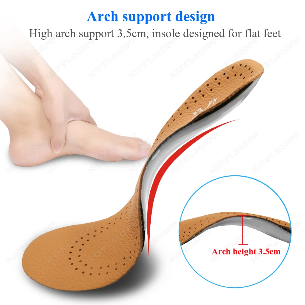 Picture 5: Children Leather Orthopedic Insole Severe Flat Feet High Arches Orthotic Instep Shoe Pad Latex Antibacterial Active Carbon Pads