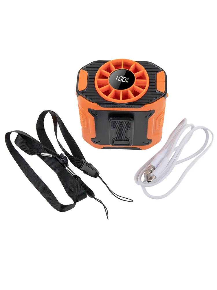 مروحة تبريد خارجية خفيفة الوزن، مروحة محمولة، 100 إعدادات للسرعة، بطارية 3600 مللي أمبير في الساعة، تشغيل بدون استخدام اليدين