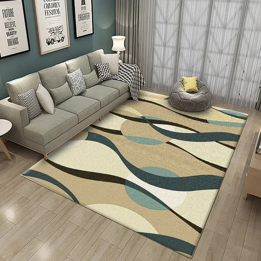 

VIKAMA Loop Pile Rug, Nordic Stripe Design, Ultra-Thin, Durable, Stain-Resistant, for Living Room, Office, Home Decor, Soft