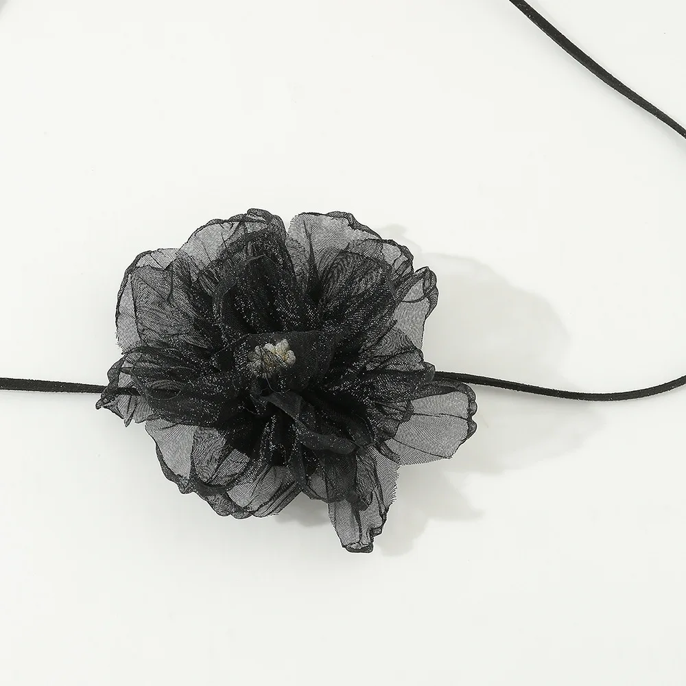 Wax Line Rope Flower Necklace new Elegant Y2K Hand-tied Necklaces Large Flower Choker