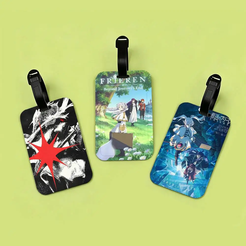 Anime Frieren Nach Dem Ende Der Reise PVC Anti lost Luggage Identifier Tag Removable Information Card Holder Travel Baggage Tag