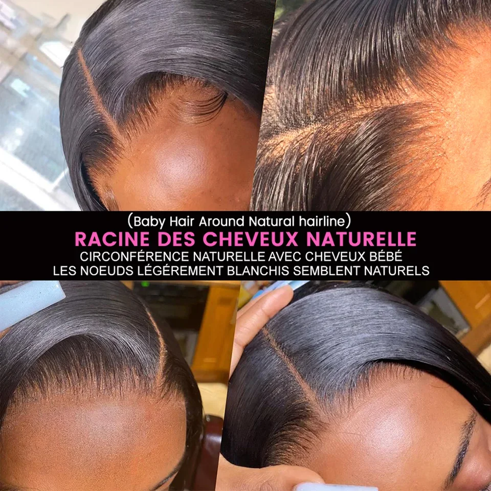 250% Density Short Bob 13x4 HD Lace Front Human Hair Wig PrePluck Brazilian Glueless Lace Frontal Closure Wig For Women Straight image 4