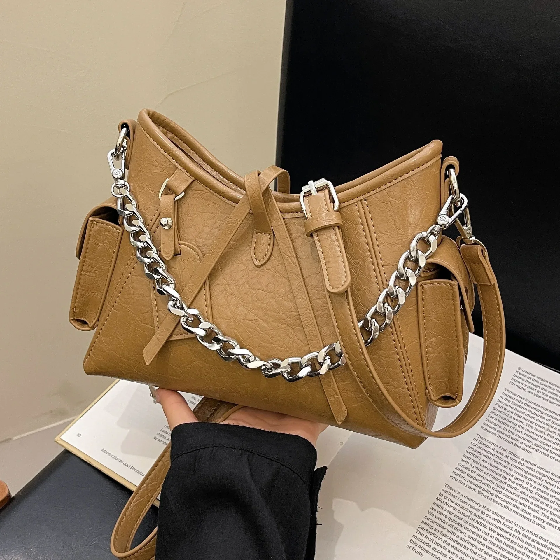 

2025 Новинка! Роскошная брендовая сумка подмышки из лакированной кожи с высокой текстурой - стильная универсальная сумка через плечо для женщин