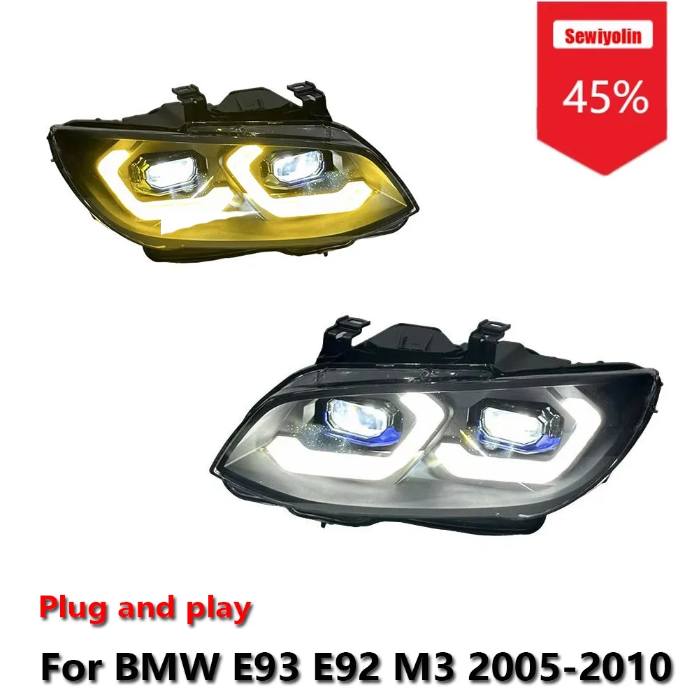 

Sewiyolin Car LED Headlight Assemblies For BMW E93 E92 M3 2005-2010 Dual Color DRL Brake Turn Signal Lamp Plug and Play