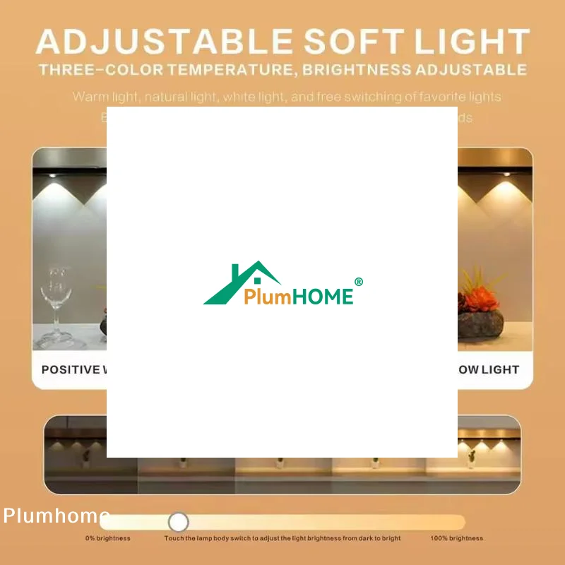 Motion Sensor Tri Color Dimmable LED Night Light USB Rechargeable Lamp For Kitchen Wardrobe Cabinet Lighting 20cm/40cm/50cm LEDs