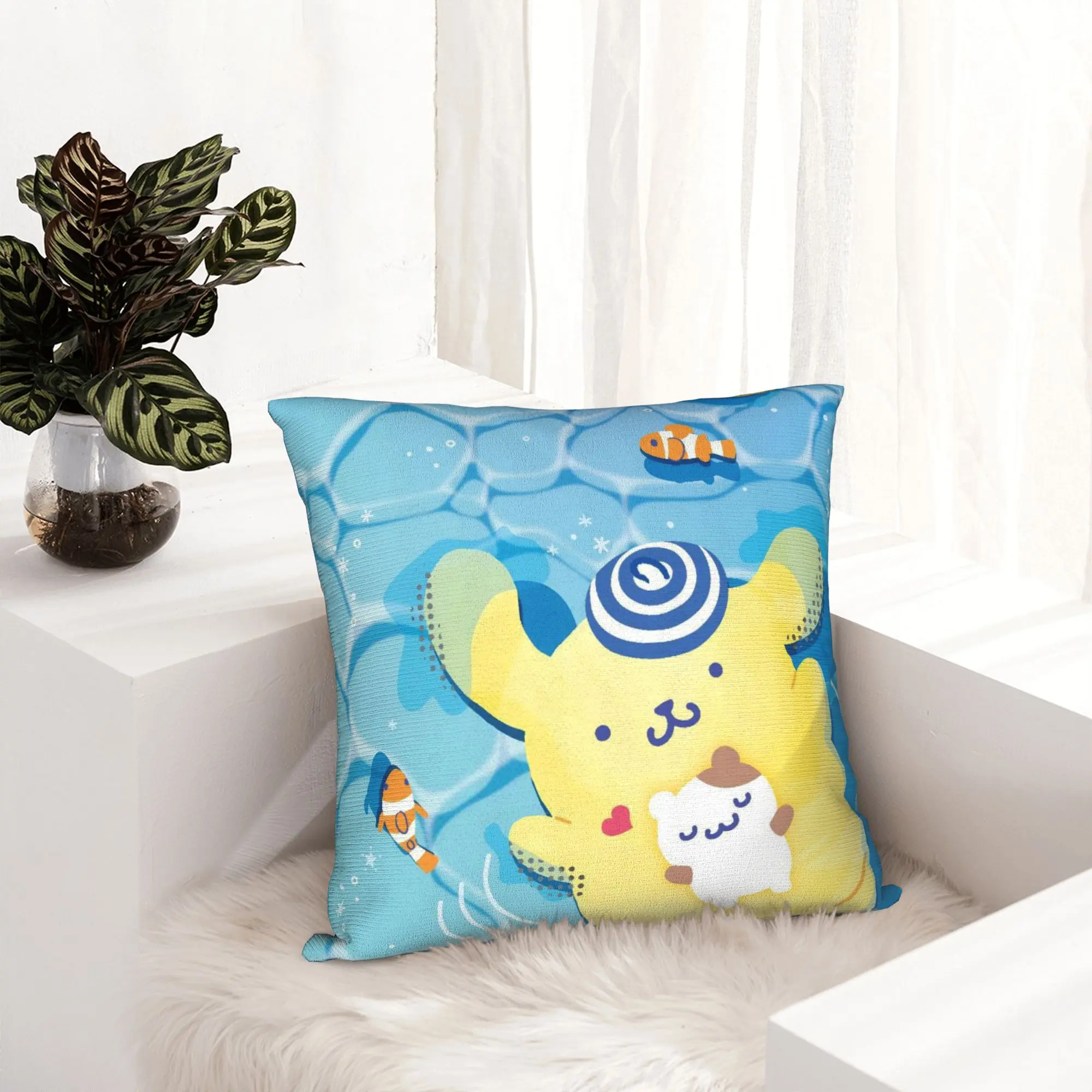 Pompompurins Cartoon Cute Pillowcase Soft Polyester Cushion Cover Decorations  Pillow Case Cover Home Square 45*45cm