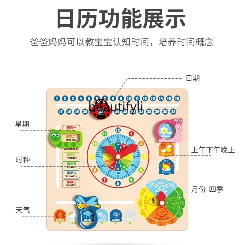 Calendario Orologio Tempo Scheda cognitiva Orologio Asilo Grande classe Strumenti per l'educazione precoce Area educativa Conoscere i giocattoli meteorologici