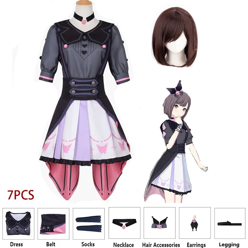 Anime PJSK Neo Shinonome Ena Cosplay Costume Dress Headpiece Earpiece Set Halloween Outfit Party Sing Clothing For Women