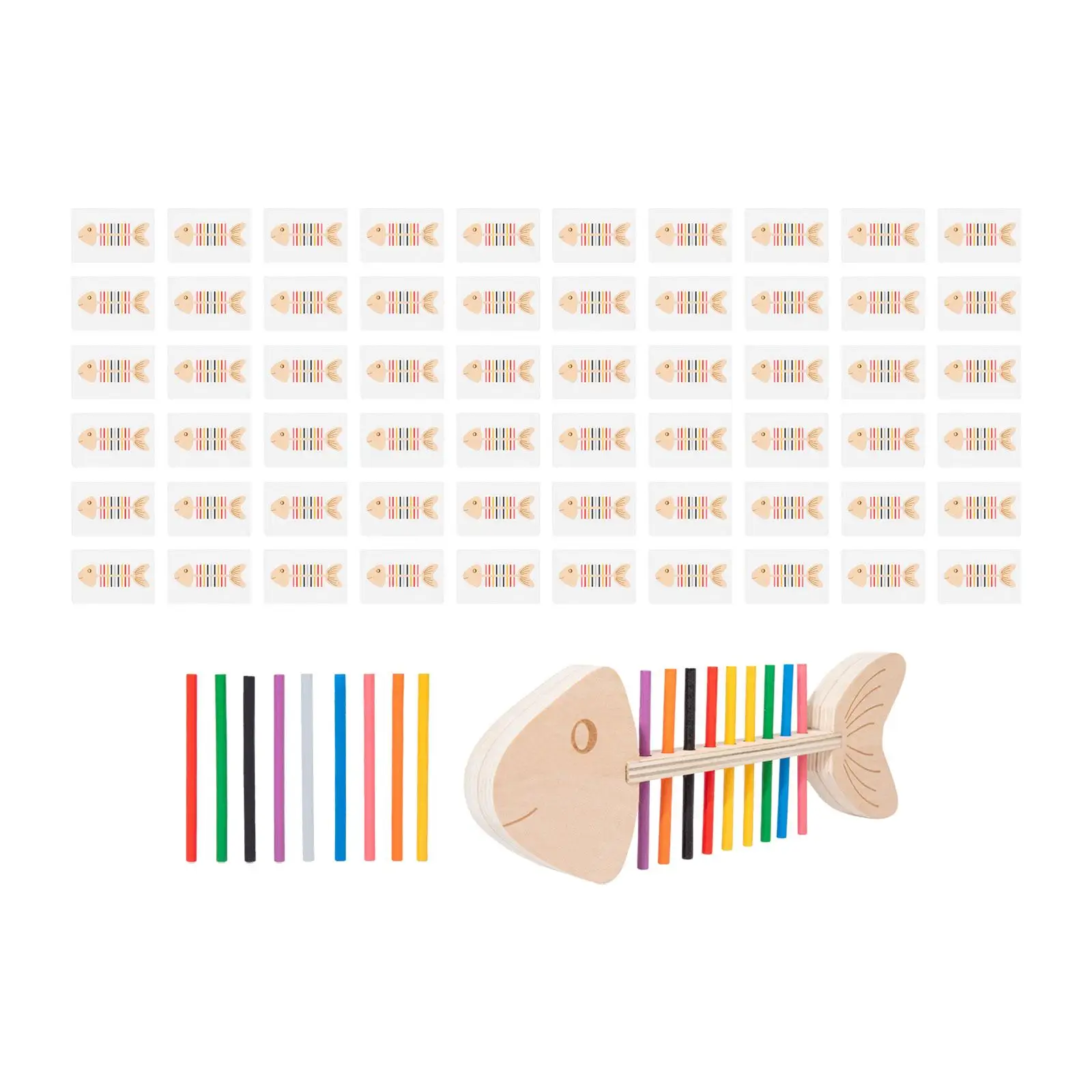 Fish Bone Sorting Toy Wooden Learning Color Sorting Toy for Preschool Kid