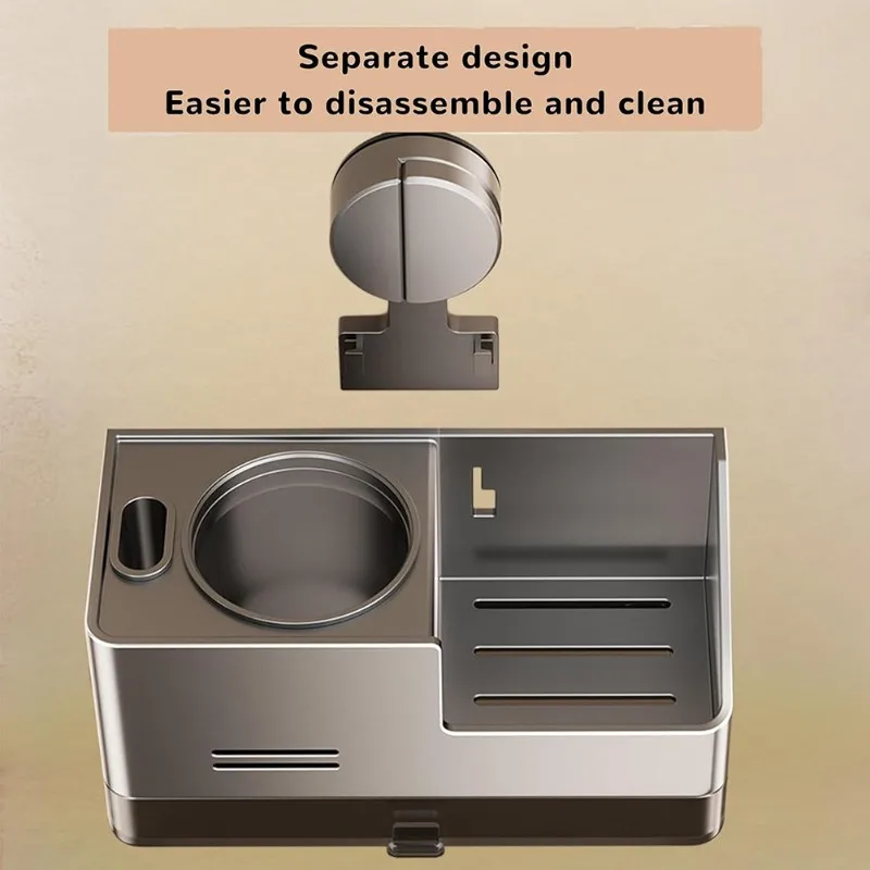 

A26F-Wall-Mounted Toilet Brush Set-Gun Gray, Modern Minimalist Design, Strong Suction Cup, No Dead Angle