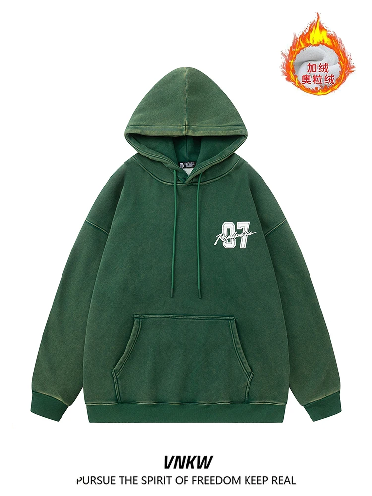 سترة بغطاء للرأس من الصوف مطبوعة على الموضة الأمريكية الرجعية سترة شتوية دافئة فضفاضة غير رسمية متعددة الاستخدامات للجنسين