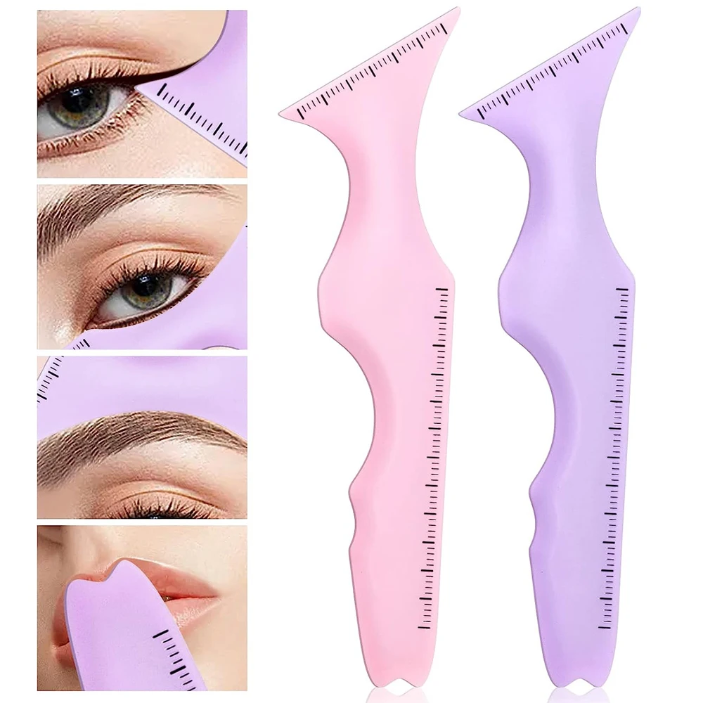 1pc Eyeliner Stencils Ruler Reusable Silicone Winged Tip Eyeliner Aid Eyebrow Pencil Stencil 5 in1 Multi-Functional Makeup Tools