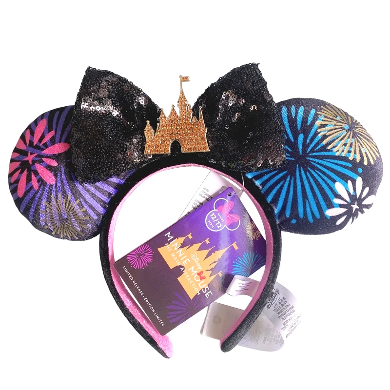 Disney Minnie Mickey Ears Headband Holiday Party Sequins Headdress Bows EARS COSTUME Headband Cosplay Plush Adult/Kids Gift image 3