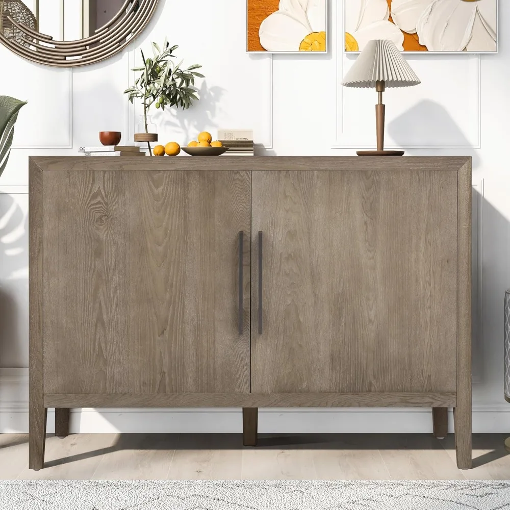 

Modern Wooden Double Door Buffet Side Panel, Farmhouse Storage Cabinet, Living Room Dining Table, Corridor Beige