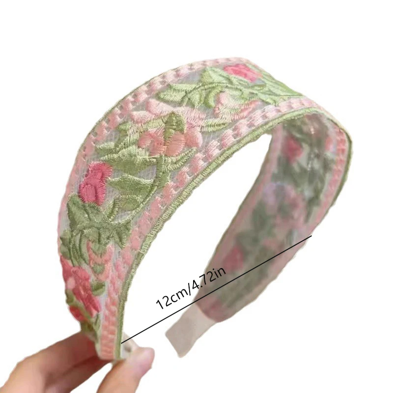 1/3pcs Elegant Chiffon Embroidery Flower Hairband – Sweet Floral Headband Turban Hoop for Women Fashion Hair Accessories image 6