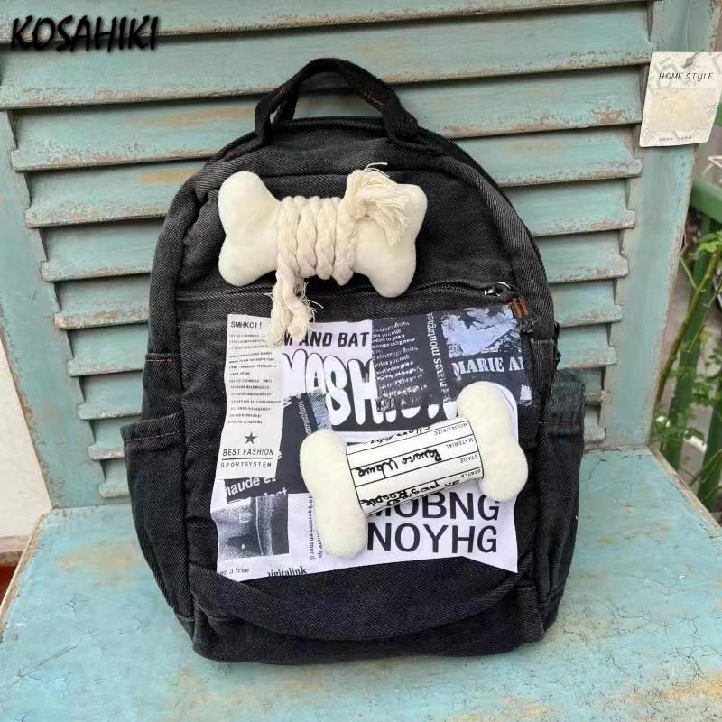 

Streetwear Vintage Schoolbags Y2k Aesthetic Harajuku School Bags Preppy Women Casual Backpack High-capacity Trendy Backpacks Men