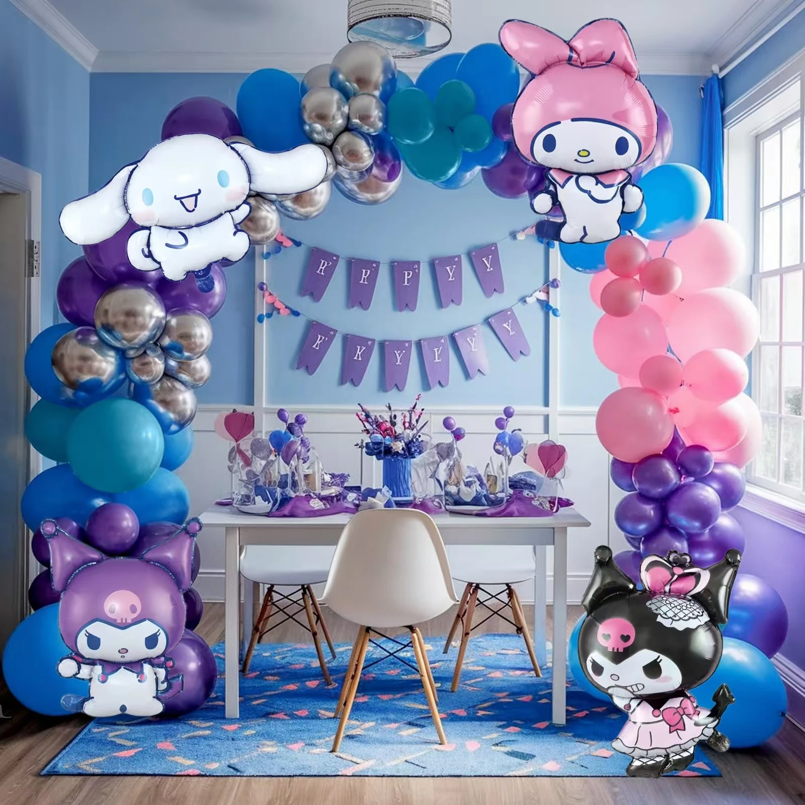 1Set Kawaii Anime  Balloon Set Kids Birthday Party Decoration Globos Cute Cartoon Hello Kitty Kuromi Baby Shower Supplies Gifts