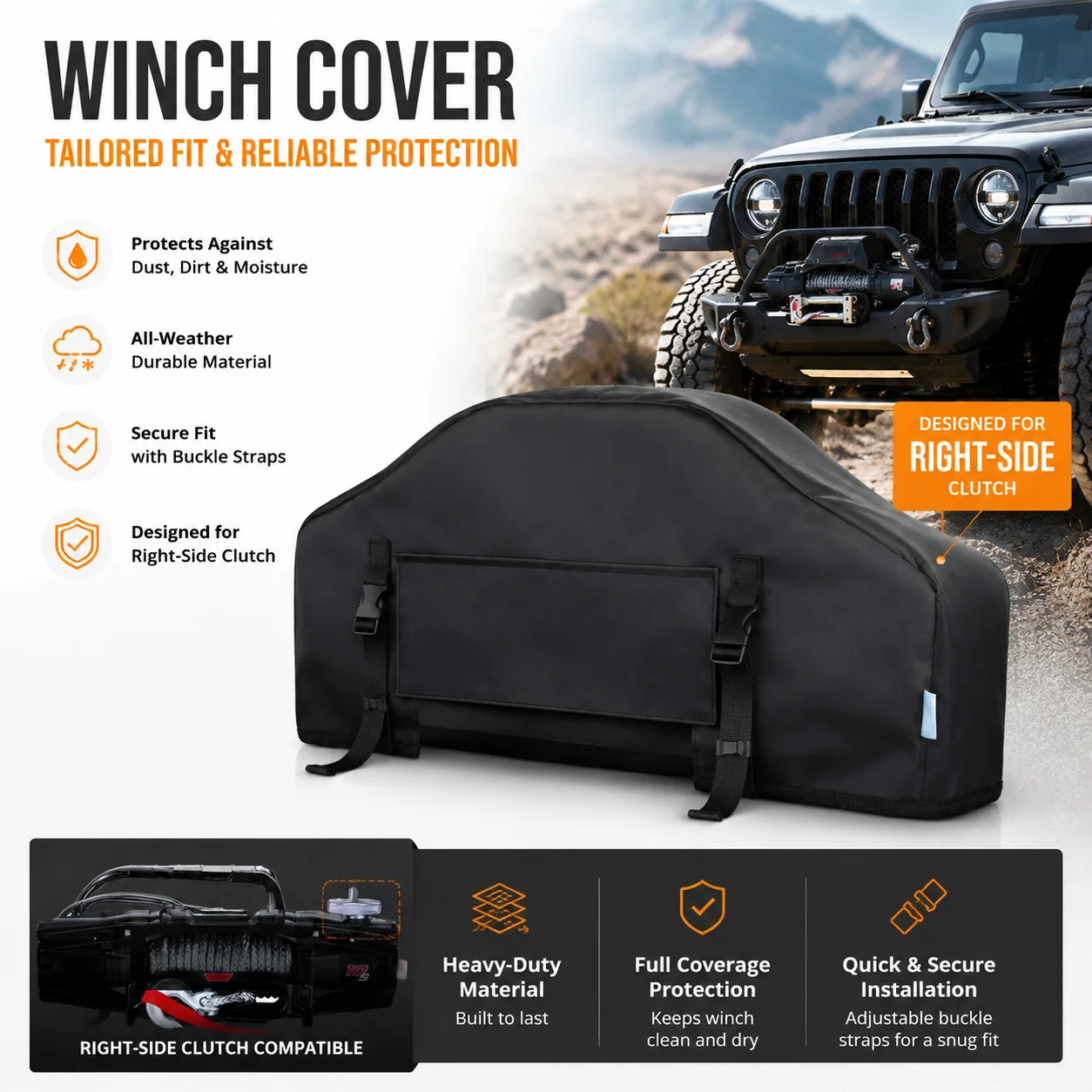 

Waterproof Winch Protective Cover Car Winch Cover Accessories Rainproof Uv Protection Guard Winch Dust Cover Oxford cloth