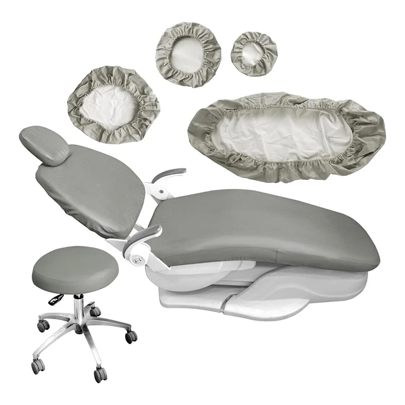 1Set Dental Chair Cover Unit PU Leather Elastic Waterproof Protective Case Seat Cover Dental Chair Mat Cushion Plastic Foot Pad