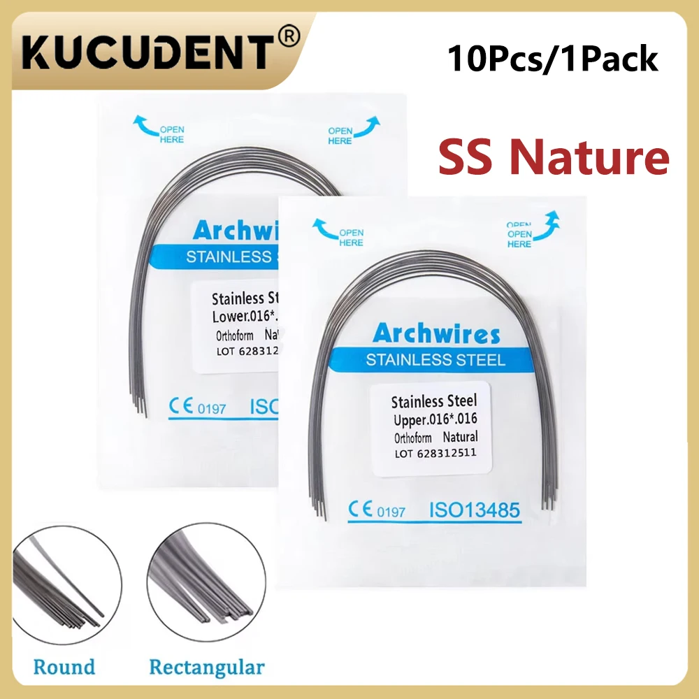 10 teile/paket Dental Kieferorthopädische Edelstahl Bogen Draht Natürlich Von Archwire Runde/Rechteckige Zahnmedizin Material