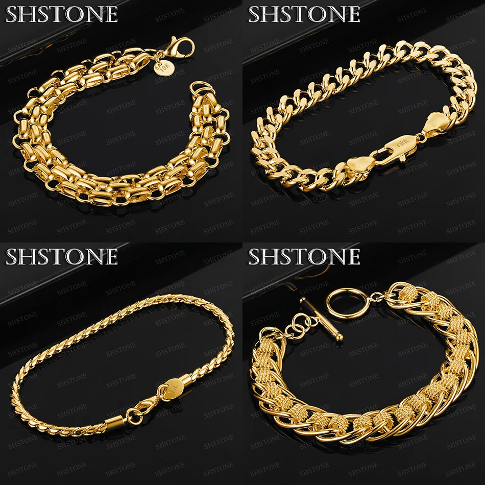 

18k Gold Box Chain Twist Rope Chain Cuban Chain Twist Circle Bracelet Engagement Party Fashion Trend Gift Simple Jewelry