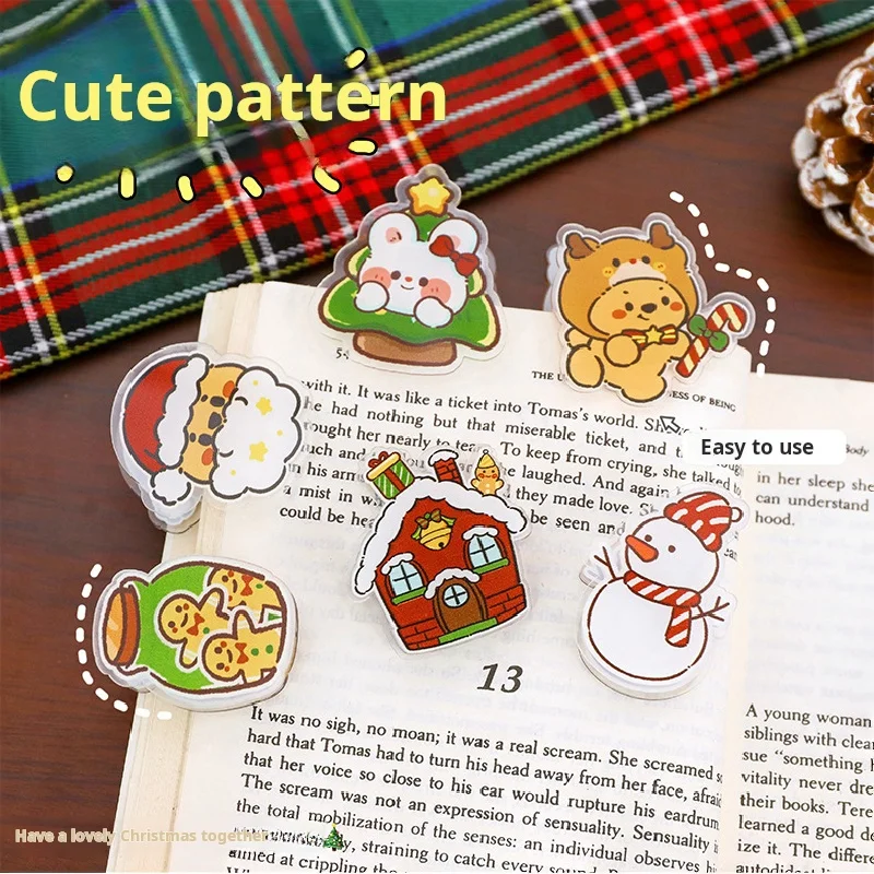 

Cute Christmas PP Acrylic clip cartoon hand account clip creative acrylic snack file clip Christmas children's Stationery small