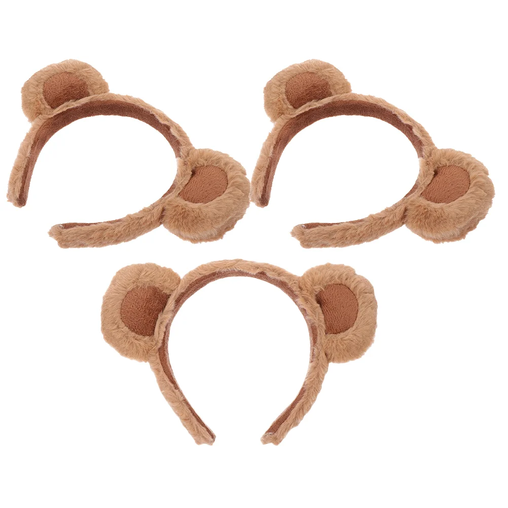 3 Pcs Bear Headband Cute Plush Hair Accessories 3pcs (a Style Headband-brown) Ears Dark Bears Bunny Animal Skin Care Child