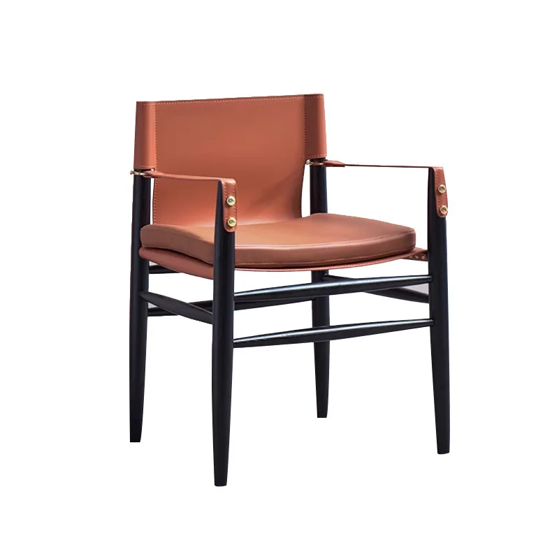

Ash wood saddle leather All solid wood saddle chair Dining chair Negotiation area Book chair Reception