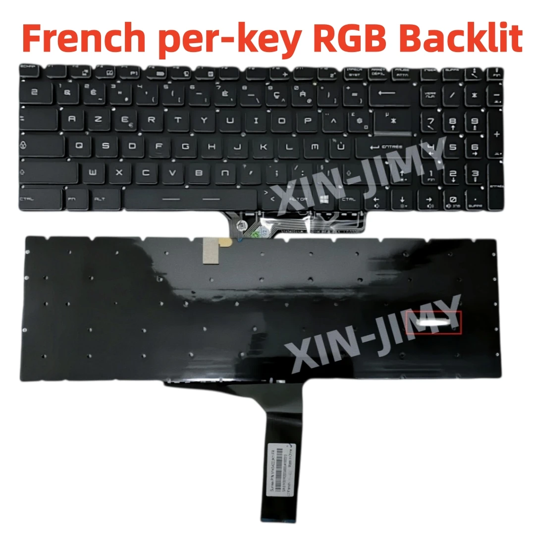 French RGB Backlit Keyboard For MSI  Raider GE66 12UGS 12UHS,Vector GP66 12UGS 12UG 12UE 12UH 12UGSO 12UEO(MS-1544) FR