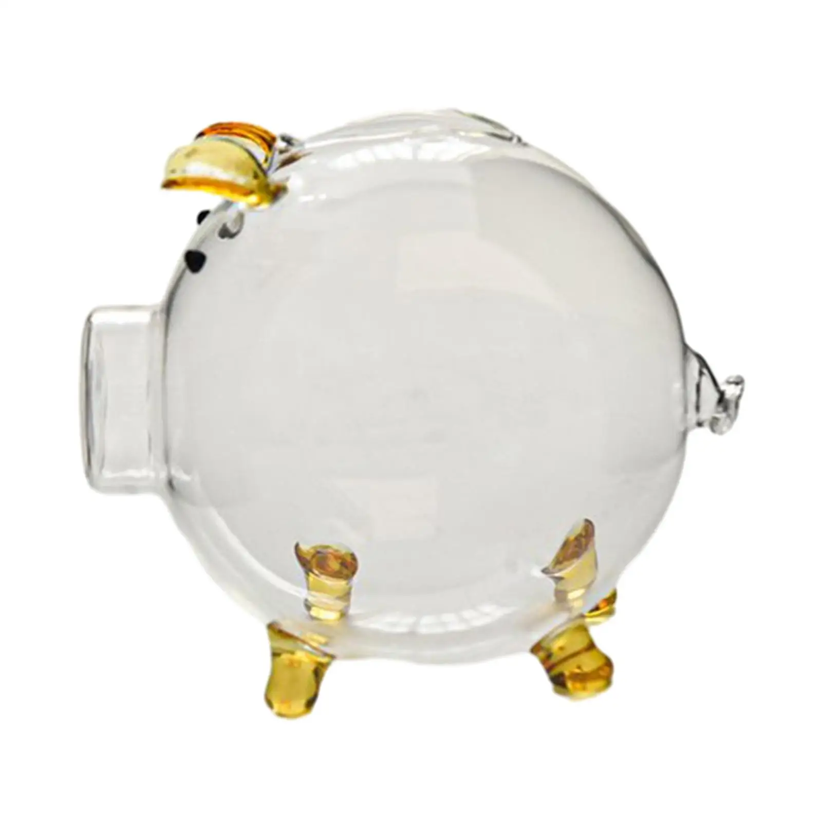 Standing Glass Piggy Bank Transparent Coin Jar Money Saver Box Decorative Pig Ornament for Kitchen Bar