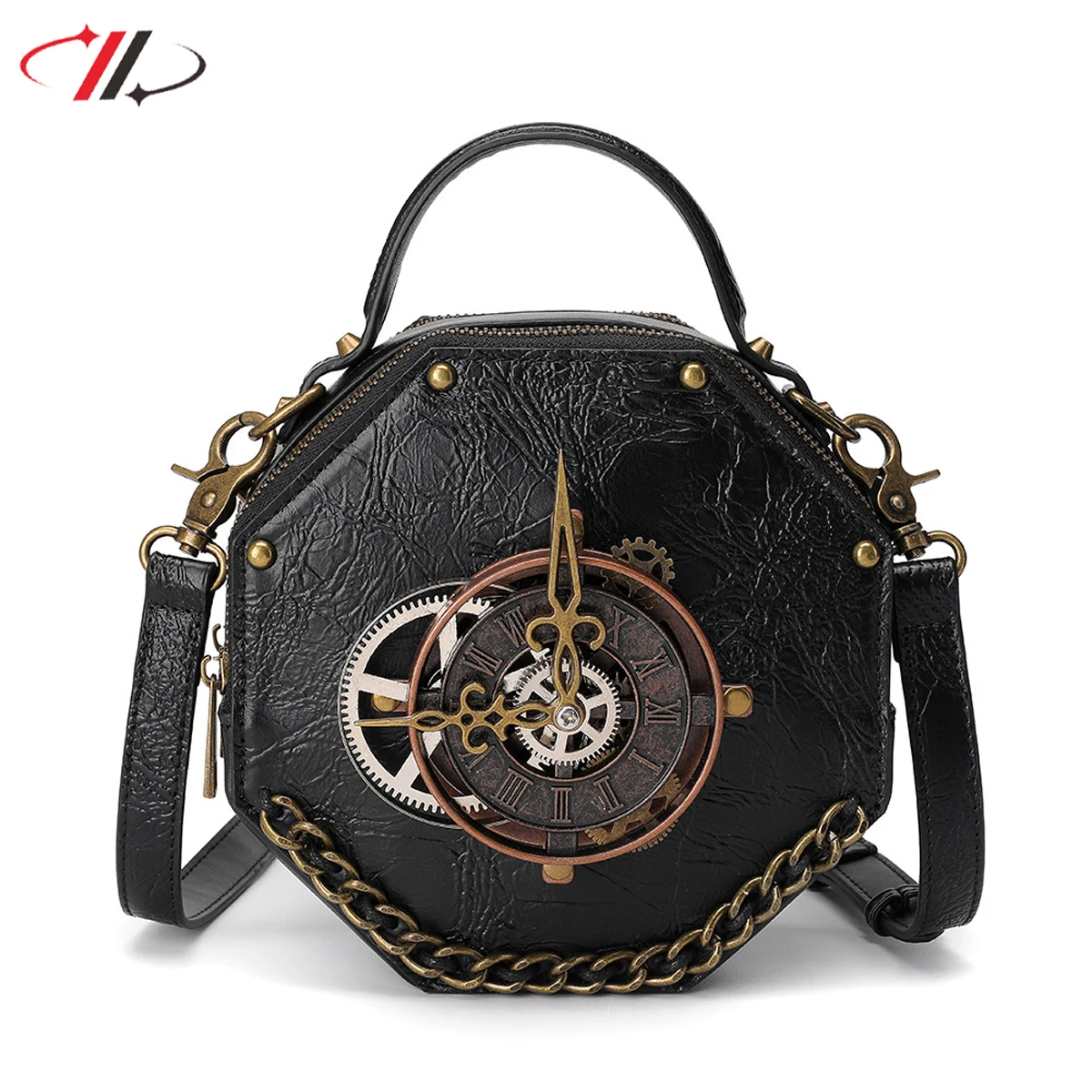 high-quality-a-europe-and-the-united-states-retro-style-black-clock-paragraph-ladies-shoulder-crossbody-bag-handbag-satchel