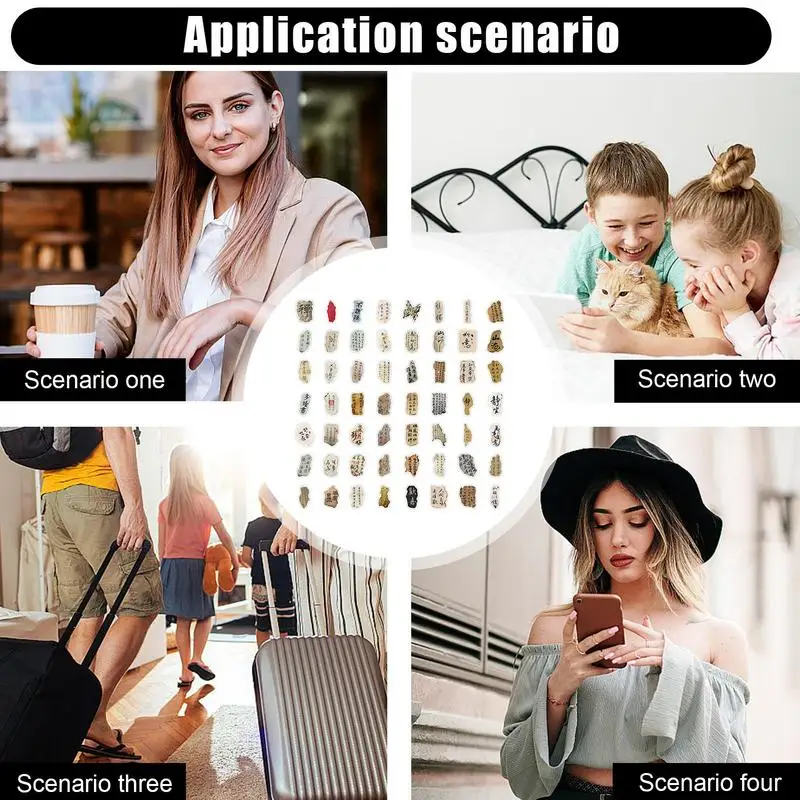 Classical Chinese Stickers 60pcs Calligraphy Stickers With Quote Character Tear-Resistant Stickers With Clear Printing For Phone