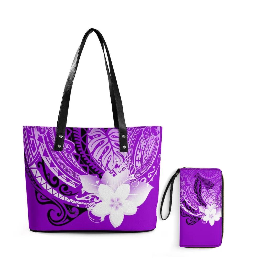 

2025 Polynesian Island Style Floral Print Women'S Fashion Handbag Shoulder Bag Large Capacity Storage Bag And Purse Set