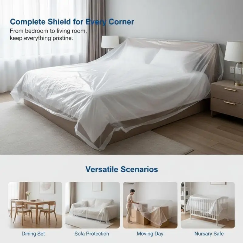 Disposable Furniture Dust Cover Extra Thick Waterproof Flexible Durable for Apartment Renovation Moving Painting Storage