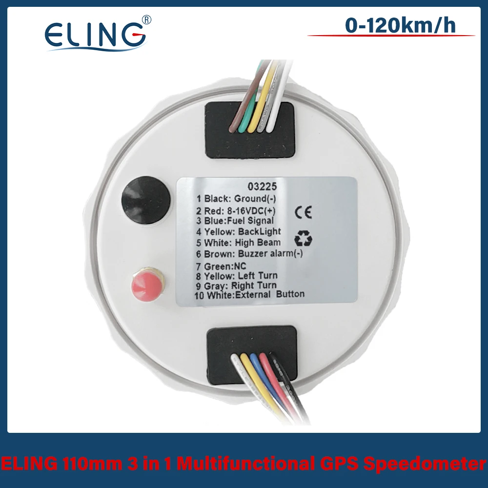 ELING 110 مللي متر 3in1 متعدد الوظائف 0-120 كم/ساعة 0-200MPH GPS عداد السرعة مع مستوى الوقود الفولتميتر 12 فولت 24 فولت مع 7 ألوان الخلفية #3