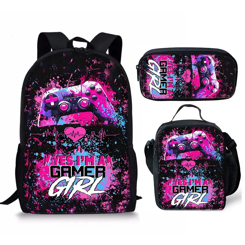 Classic Popular New Games 3D Print 3pcs/Set Student School Bags Laptop Daypack Backpack Lunch bag Pencil Case