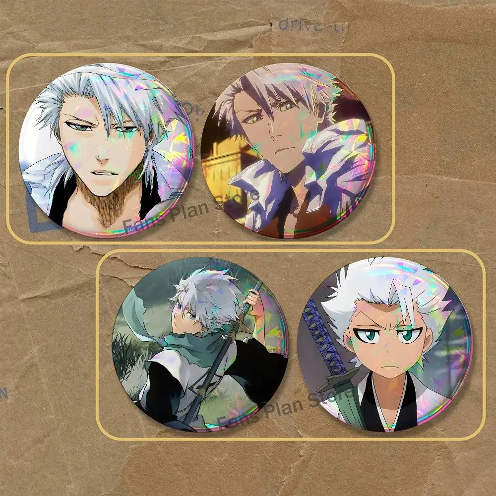 B-Bleach T-Toshiro Hitsugaya Brooches For Backpack Accessories 25,32,44,58,75mm Round Enamel Pin 2-piece Set Cartoon Anime Badge