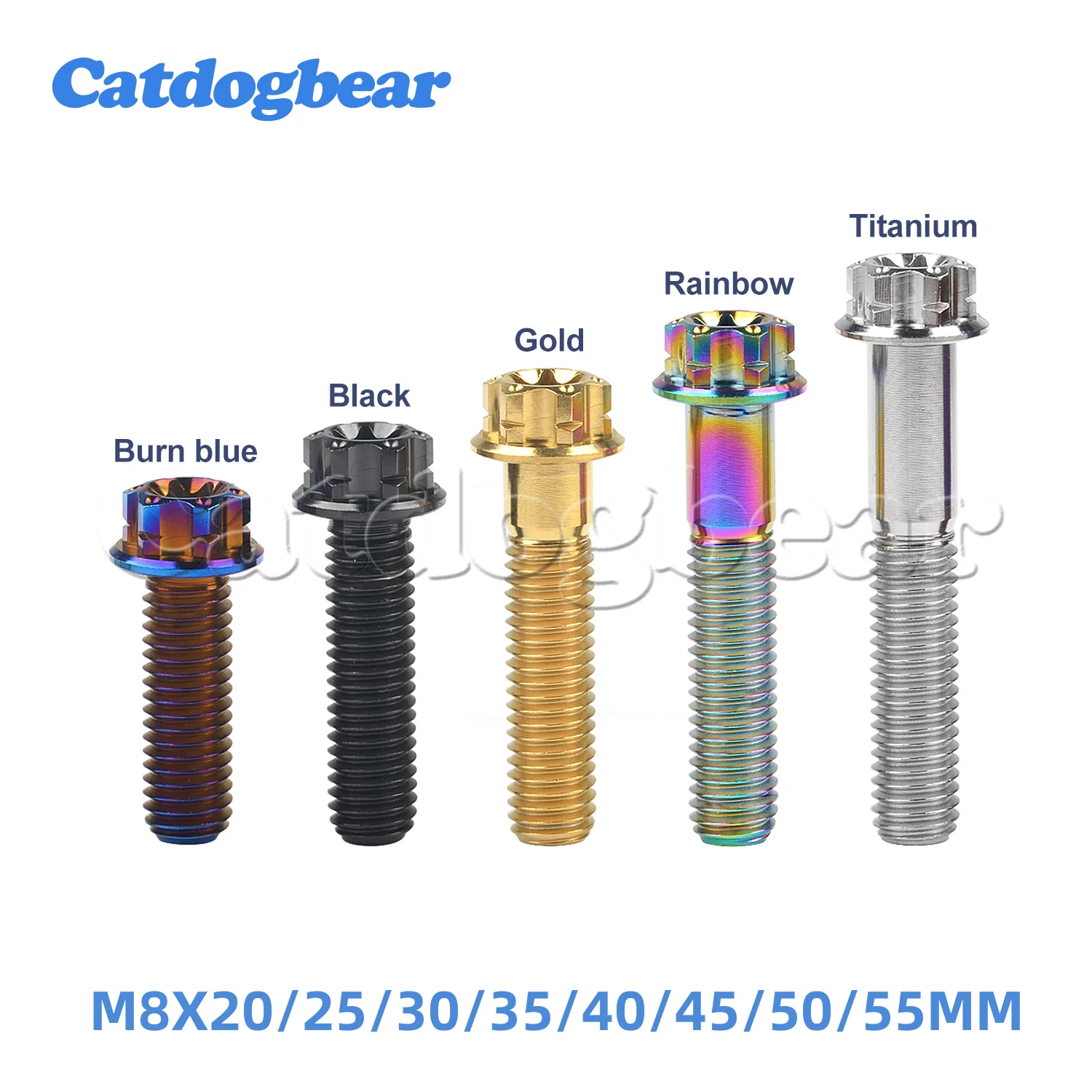 Catdogbear 4PCS Titanium Bolts M8X20 25 30 35 40 45 50 55mm Torx Flange for Motor Bike Disc Brake