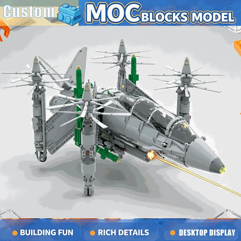 4934PCS Tilting Rotor Aircraft Building Blocks Futuristic Aviation Model DIY Assembly Brick Set Creative Display Collection Gift