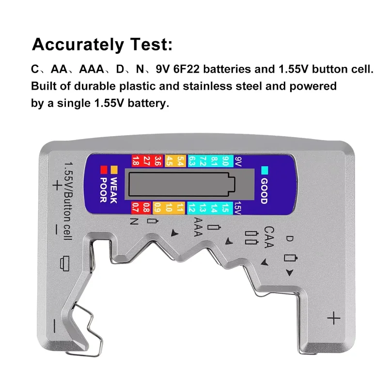 BT-886 Portable Battery Capacity Indicator Compact Size Lithium Battery Level Tester Digital Display Battery Voltage Meter