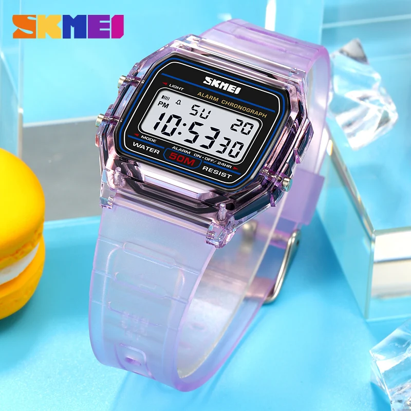 SKMEI 2056 Fashion Student Digital Watches Transparent Case Outdoor Sports Luminous Calendar Men Ladies Electronic Watch